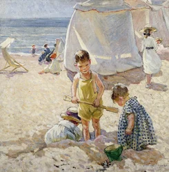 Playing in the Sand (olie på lærred)
