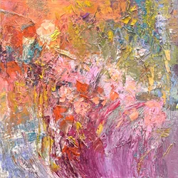 Farverige blomster i impasto-teknik