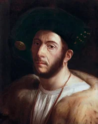 Portræt af mennesket, sandsynligvis Cesare Borgia (1475-1507), detalje, begyndelsen af 1500-tallet (olie på lærred)