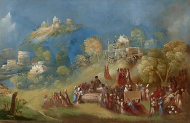 Trojanerne bygger Venus-templet og ofrer ved Anchises