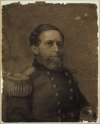 Admiral Andrew H. Foote, hoved-og-skuldre-portræt, i militæruniform Abstrakt/medium