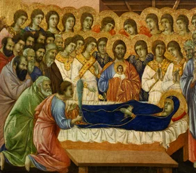 Dormitio Virginis (Jomfruens evige søvn), detalje fra Maestà i Duccios altertavle i Sienas katedral