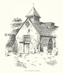 Den gamle kirke, Esher (litografi)