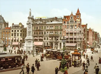 Udsigt over Dam-pladsen i Amsterdam, 1890-1900