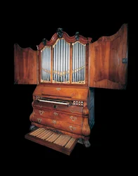 Kammerorgel (valnød, perlemor og metal)