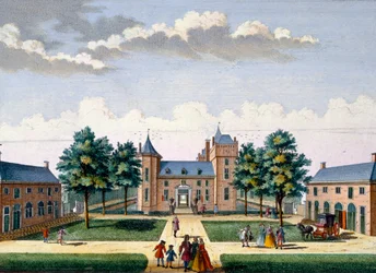 Facaden af ​​Assumburg Slot, fra Het Zeganpralent Kennemerlant af Hendrick de Leth og Matthias Brouerius Van Nidek, udgivet ca. 1700-1730