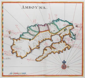Kort over Amboyna, ø i Det Indiske Ocean.