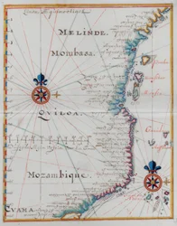 Kort over Mombasa, Østafrika.