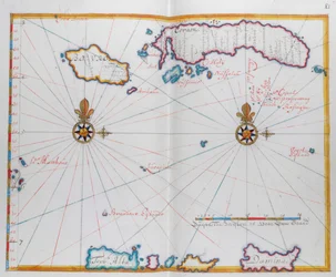 Kort, der viser Bouro og Ceram (Seram), Indonesien.