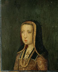 Margarete af Østrig, guvernør i Nederlandene, datter af kejser Maximilian ... (maleri på træ)