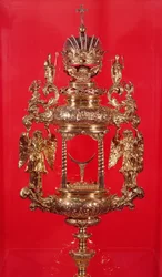 Monstrans, med Haarlem-mærket for 1764 og muligvis fabrikantens mærke, en gennemboret sugetablet (forgyldt sølv)