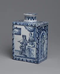 Tekasse, ca. 1698 (glaseret jordtøj)