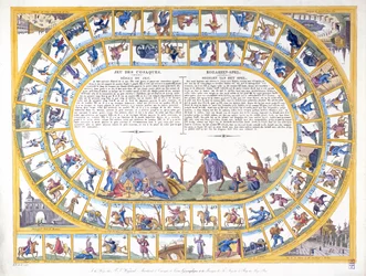 Kosakspillet med illustrationer af forskellige typer russiske soldater, ca. 1815-16