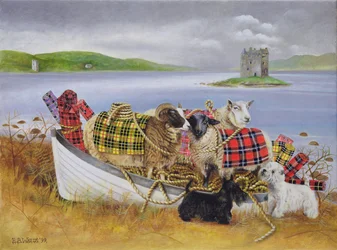 Får med Tartan, 1999 (akryl på lærred)