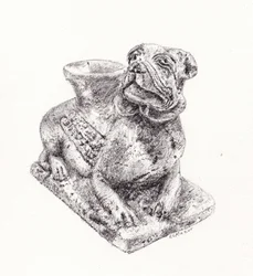 Charmerende bulldogstatue
