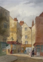 Udsigt over Cloth Fair og Middle Street, West Smithfield, City of London, 1867