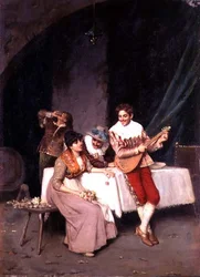 The Bashful Flower Seller (olie på lærred)