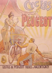 Plakat, der reklamerer for Peugeot-cykler, slutningen af det 19.-begyndelsen af det 20. århundrede