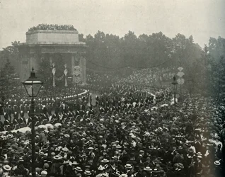 Ankomst af den canadiske premier The Hon. Wilfrid Laurier ved Hyde Park Corner, 1897.