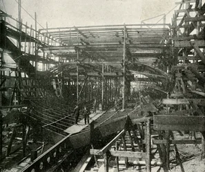 The Building of a War-Ship: En førsteklasses krydser i gang ved Themsen jernværk, c1897
