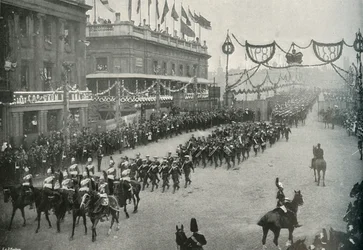 Naval Contingent krydser London Bridge til Southwark, London, 1897.