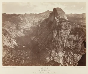 Tissack, South Dome fra Glacier Point, Yosemite Valley #73, ca. 1872 (mammut-plade albumin print)