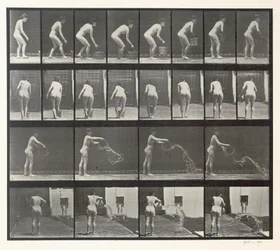 Kvinde kaster en spand med vand, plade 401 fra "Animal Locomotion", 1887