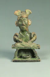 Figur af en fiskehandler, gravartefakt, østlige Han-dynasti, 25-220 (lertøj)
