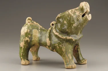 Gravfigur af en gøende hund, tidlig 1.-begyndelse af 3. århundrede (keramik)