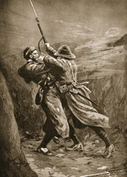 Menig Lavin i kamp med en tyrkisk bombefly i en britisk sump i Suvla Bay, Gallipoli
