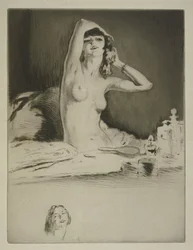 En kvinde ved hendes toilet, illustration til 