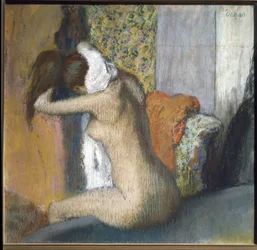 Efter bad (pastel på karton)