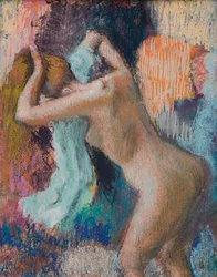 Efter badet, kvinden tørrer sig; Apres le bain, femme s"essuyant, ca. 1890-1895