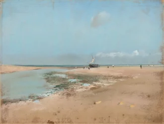 Strand ved lavvande (flodens udmunding)