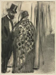 Konversation: Ludovic Halévy and Madame Cardinal (The Conversation) for "La Famille Cardinal" af Ludovic Halévy, ca. 1880-83 (monotypi)