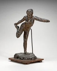 Danser holder sin højre fod i sin højre hånd, muligvis 19001911.