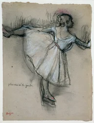 Dancer at the Bar, ca. 1885 (kul med pastel og hvidt kridt på papir)