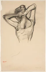 Danser, halv krop, armene krydset bag hovedet, ca. 1890 (blyant på papir)