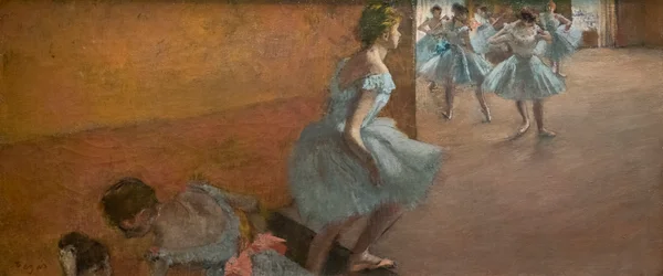 Dansere klatrer op ad en trappe. Mellem 1886 og 1888. Olie på lærred.