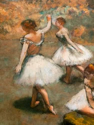 Dansere på scenen (detaljer). Omkring 1889-1894. Olie på lærred.
