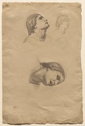 Fire undersøgelser af en ung italiensk kvindes hoved, 1856.