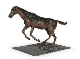 Hest rydder en forhindring; Hest hopper over forhindringen, ca. 1882-1895