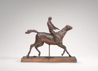 Hest galopperer, drejer hovedet til højre, fødderne rører ikke jorden, midten af 1870