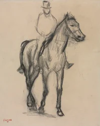 Hest og rytter, ca. 1890 (sort kridt)
