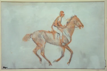 Jockey på galop, ca. 1881