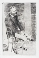 Manet siddende, vendt mod højre