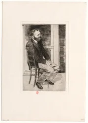 [Manet siddende, vendt mod højre]
