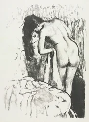 Nøgen kvinde stående, tørrer sig selv, 1891-1892.