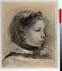 Portræt af Giulia Bellelli Studie for "" familien Bellelli"" Tegning af Edgar Degas (1834-1917) Omkring 1858-1859 Dim.0,23 x 0,19 m Paris. Louvre-museet