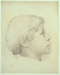 René de Gas, ca. 1855 (sort kridt på elfenbenspapir)